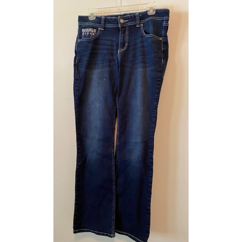 APT. 9. Jean Pants Blue Denim Embellished Pockets Bootcut Size 10